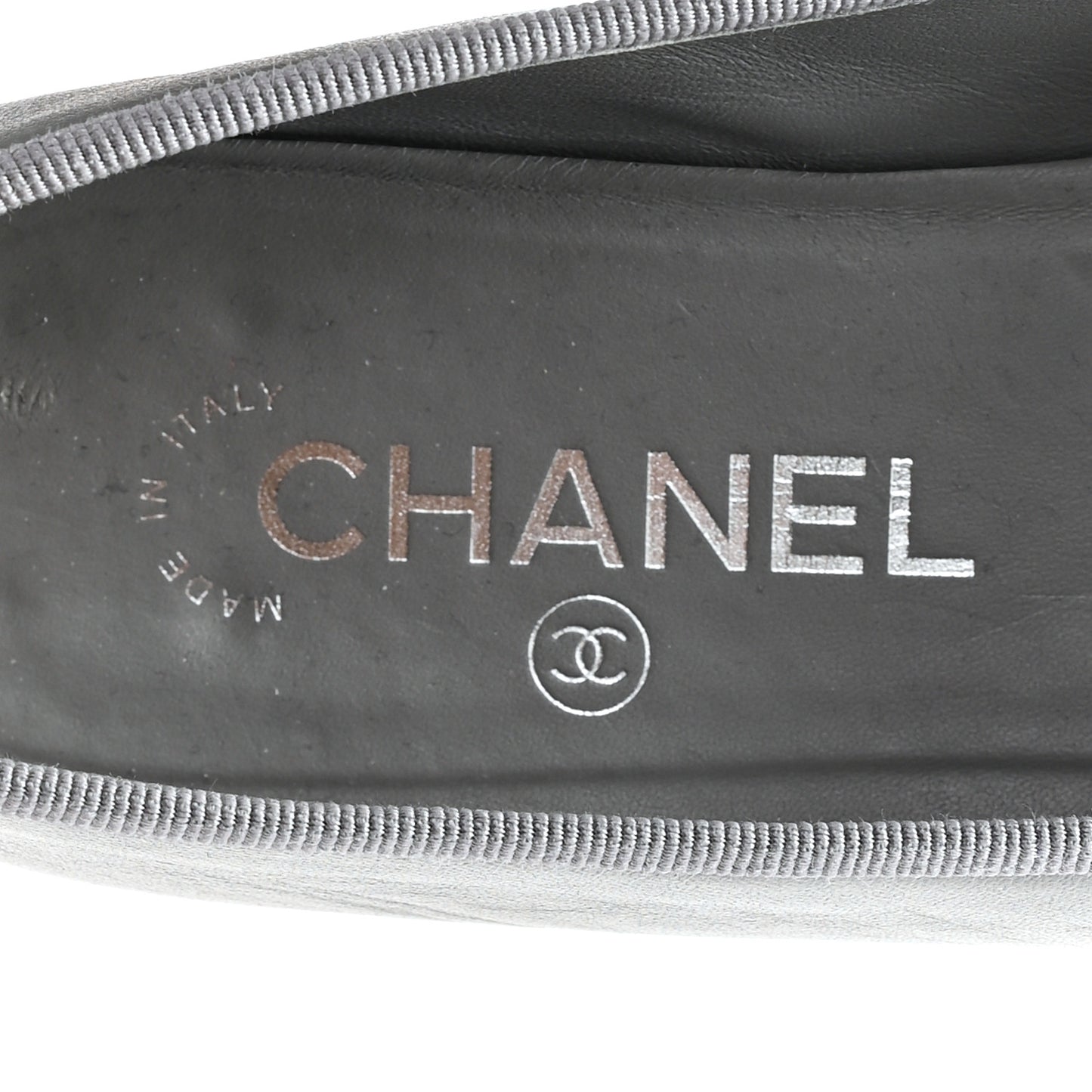 Lambskin Cap Toe CC Ballerina Flats 37.5 Grey Black