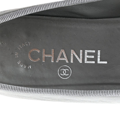 Chanel Lambskin Cap Toe CC Ballerina Flats 37.5 Grey Black 8 of 9