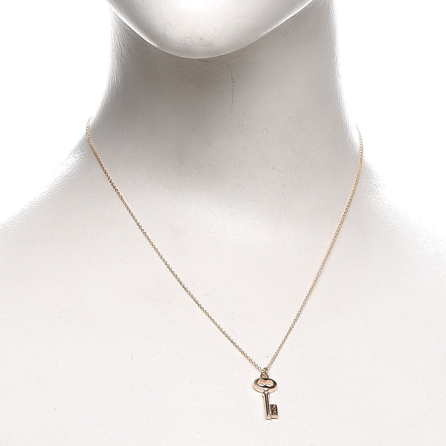 Tiffany 18K Rose Gold Mini Key Pendant Necklace 2 of 8