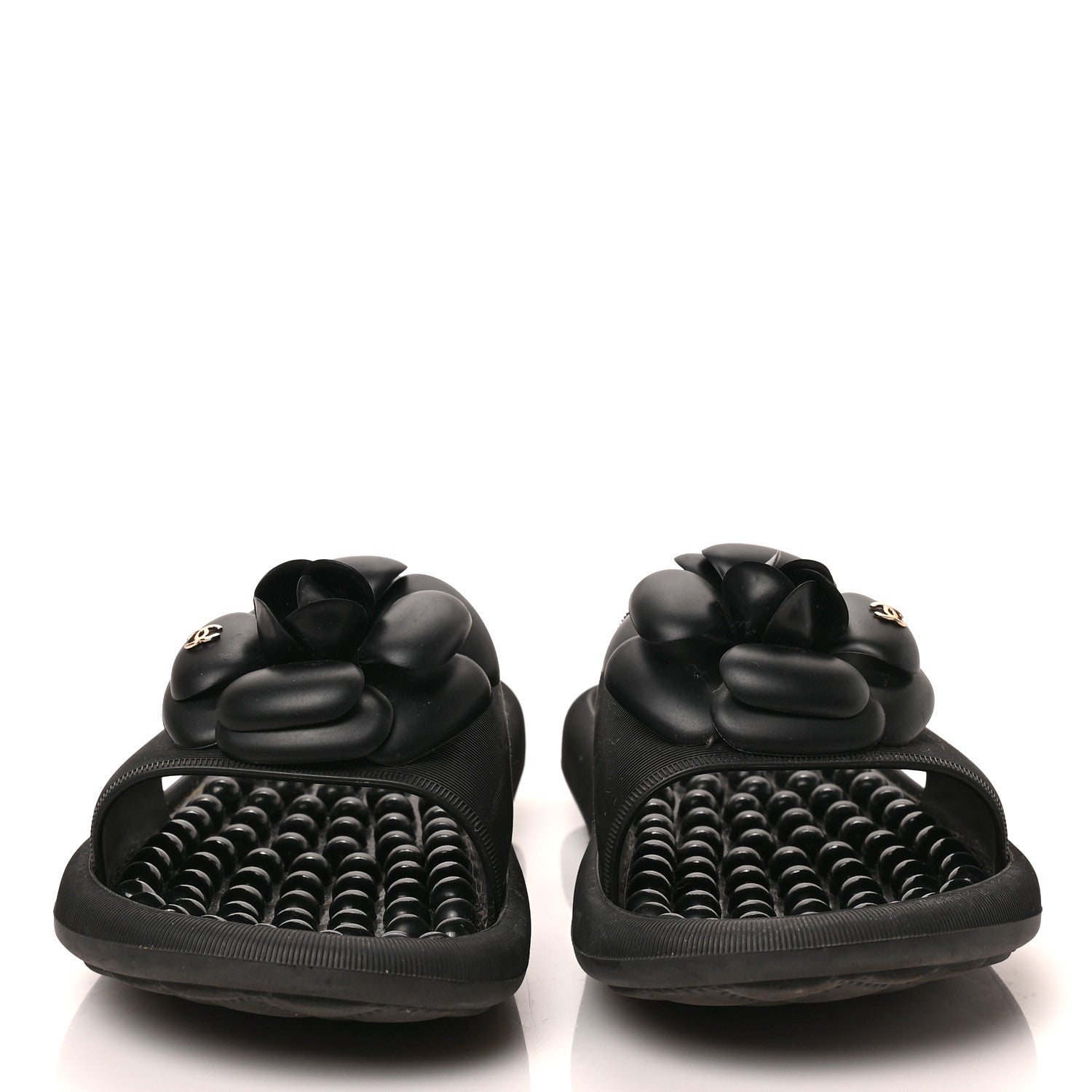 Chanel Thermoplastic PVC Camellia Mule Sandals 37 Black 2 of 7