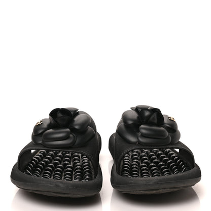 Chanel Thermoplastic PVC Camellia Mule Sandals 37 Black 2 of 7