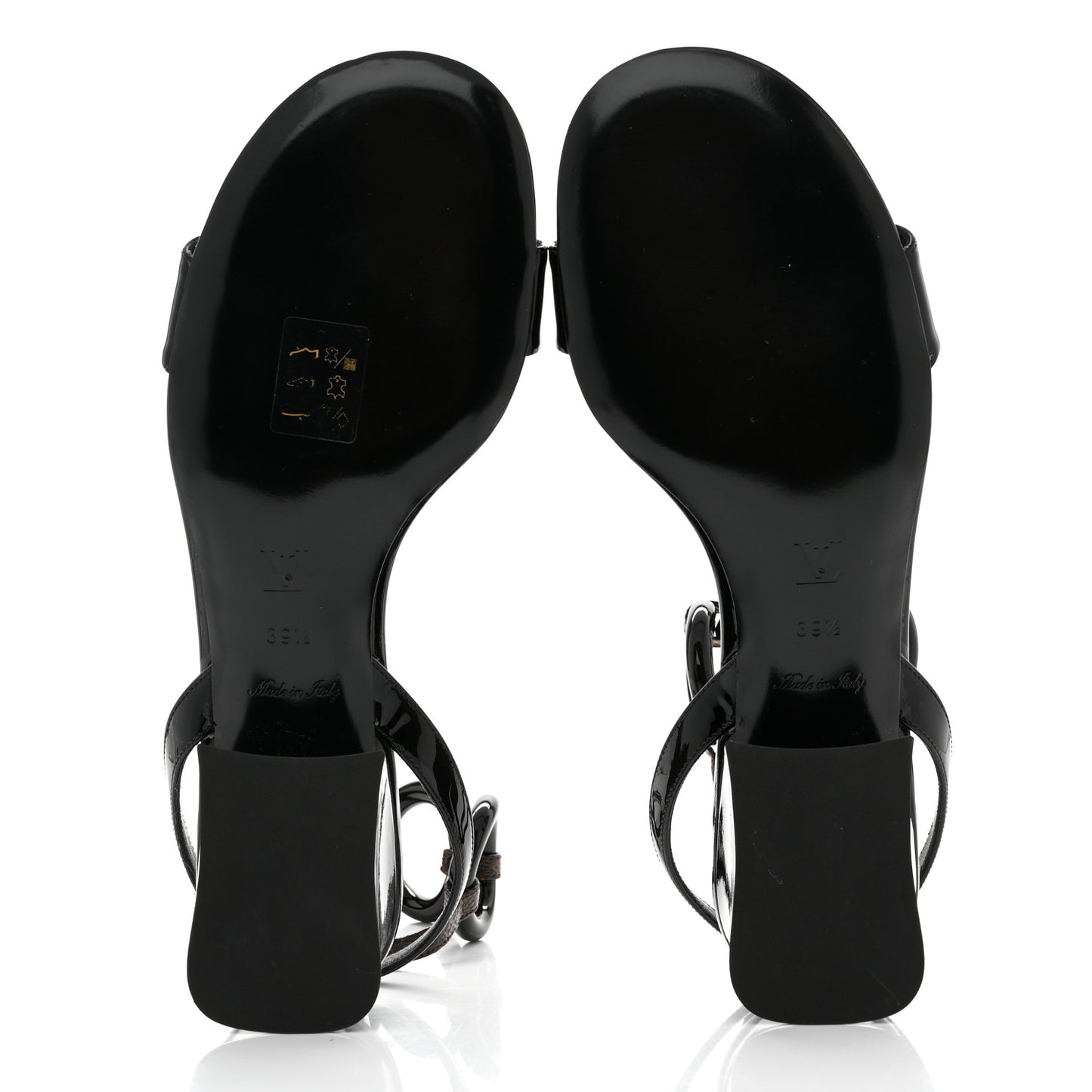 Patent Monogram Vedette Mule Sandals 39.5 Black