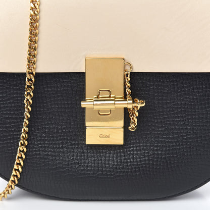 Chloe Grained Calfskin Lambskin Mini Bi-Color Drew Shoulder Bag Black Powder Beige 10 of 10
