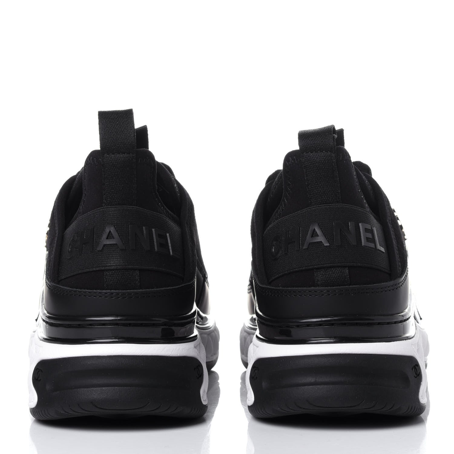 Chanel Velvet Calfskin Mixed Fibers CC Sneakers 37 Black 5 of 12