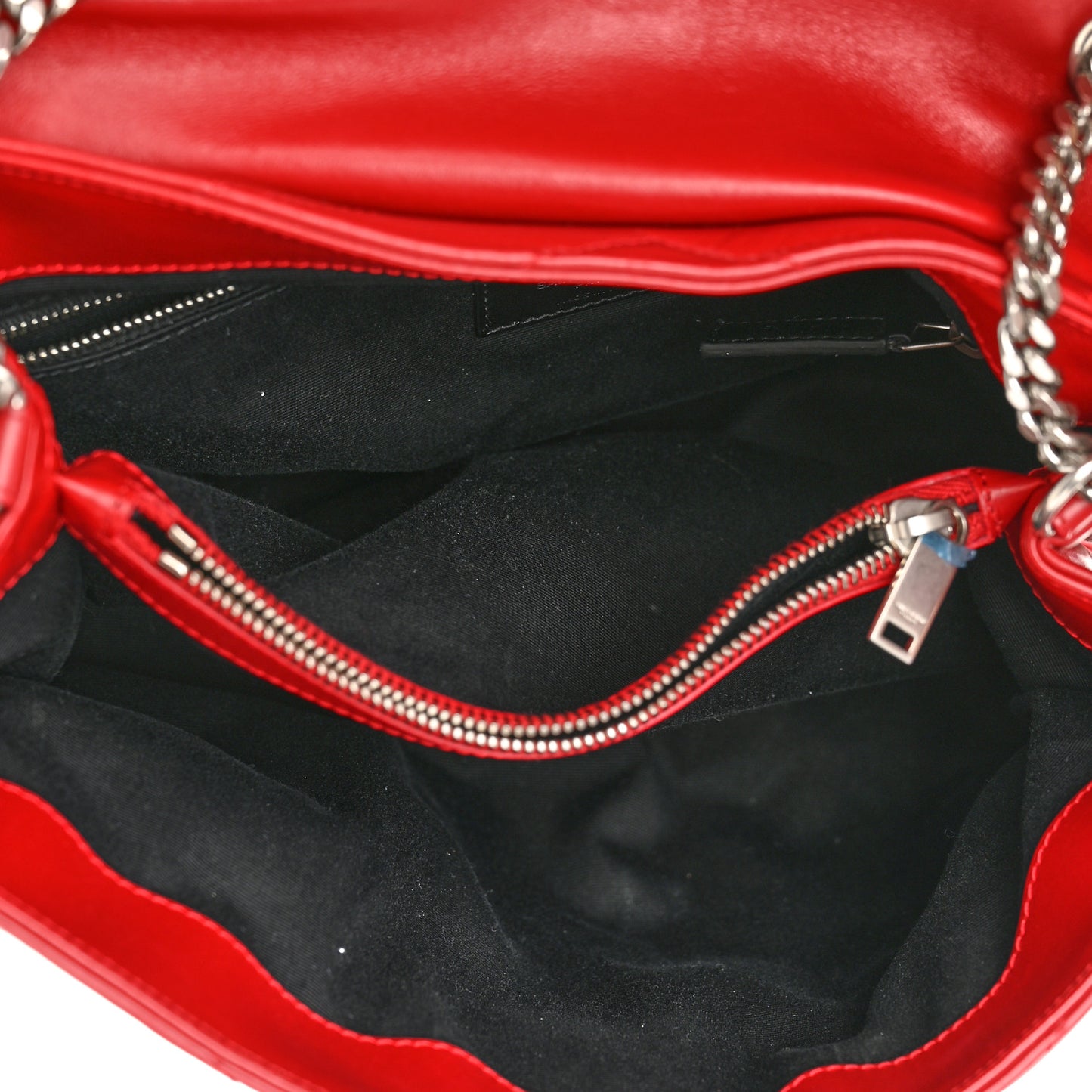 Calfskin Y Quilted Monogram Medium Loulou Chain Satchel Lipstick Red