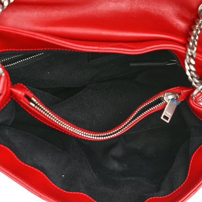 Saint Laurent Calfskin Y Quilted Monogram Medium Loulou Chain Satchel Lipstick Red 5 of 11