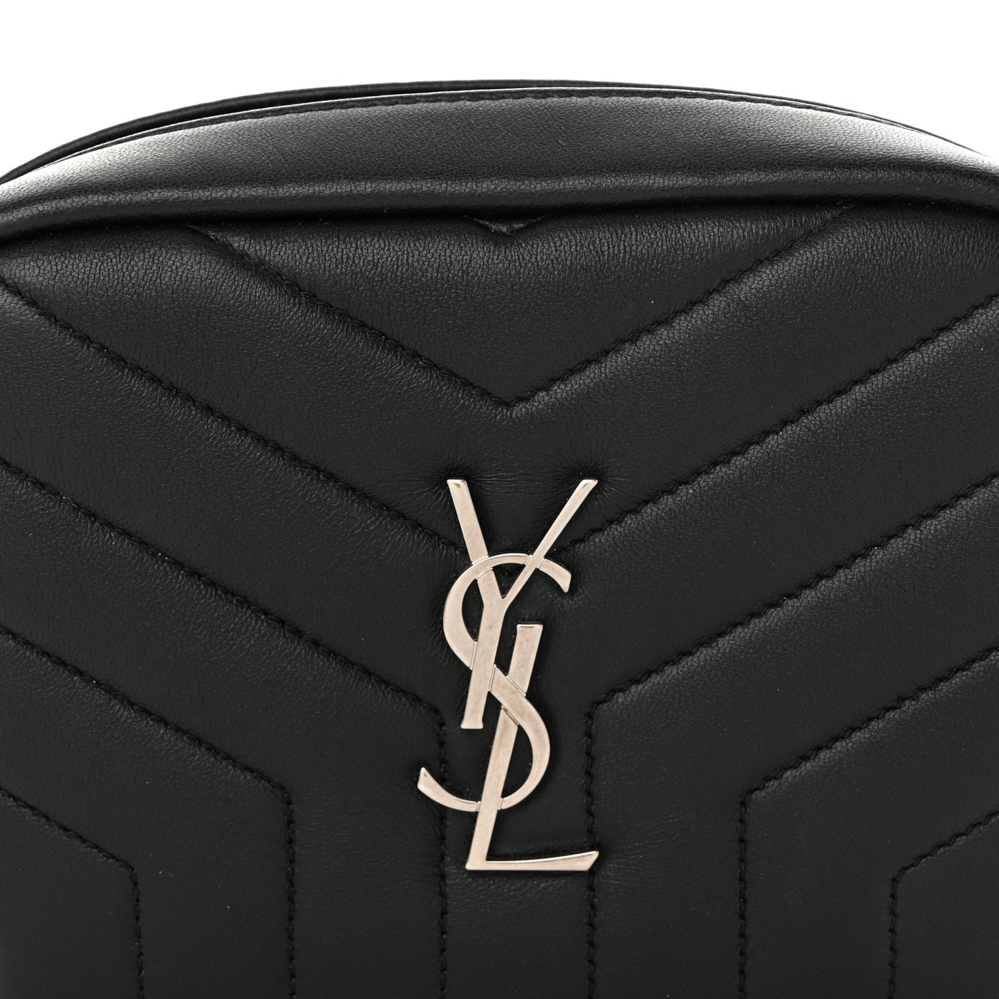 Lambskin Y Quilted Monogram Loulou Cosmetic Case Black
