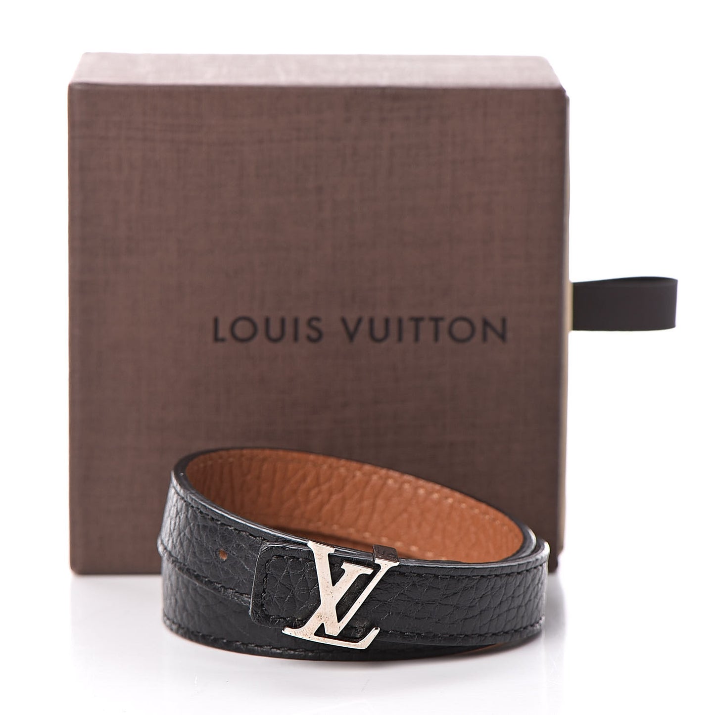 Taurillon LV Initiales Reversible Bracelet Brown Black