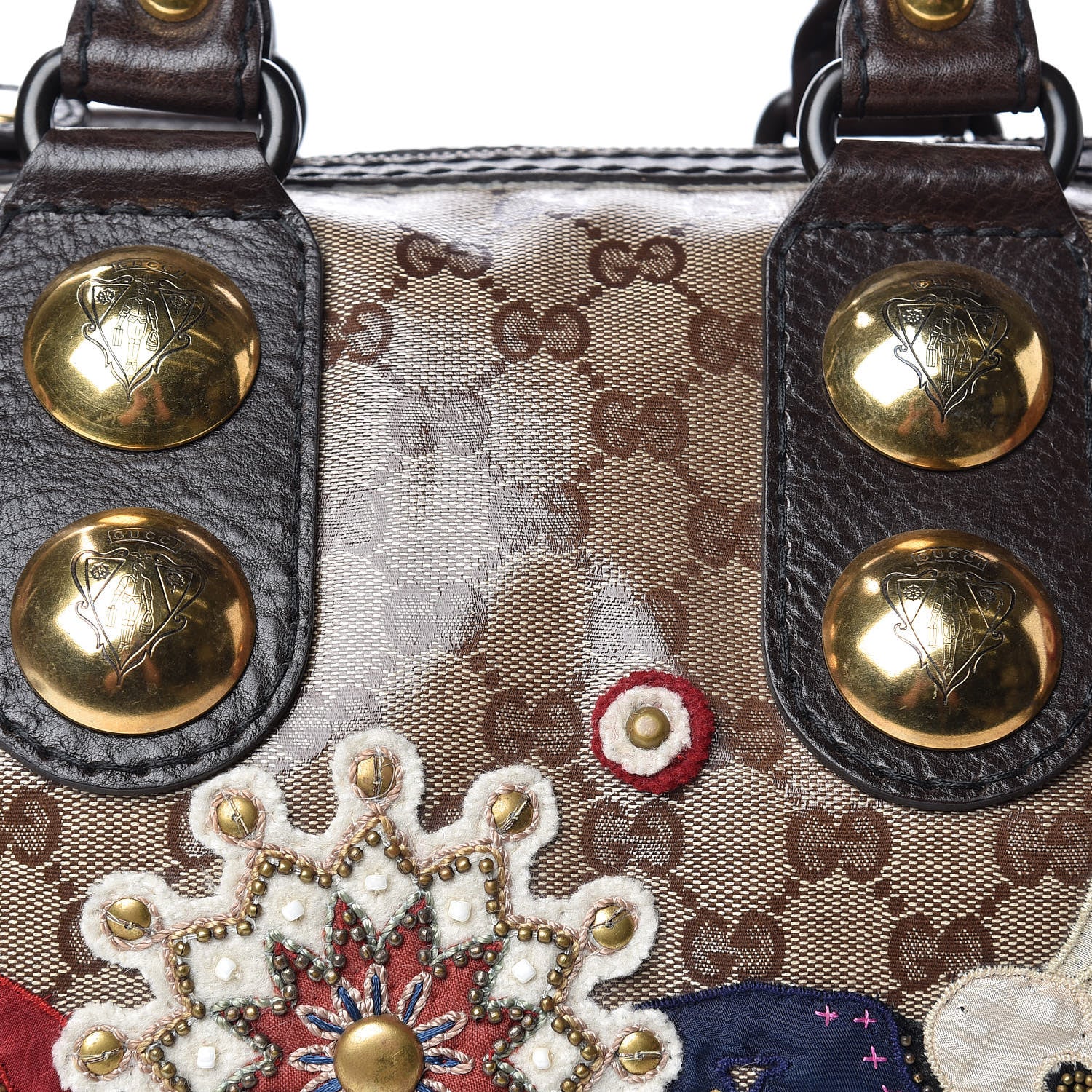 Gucci Crystal Monogram Fable Embroidered Large Babouska Boston Beige 8 of 20