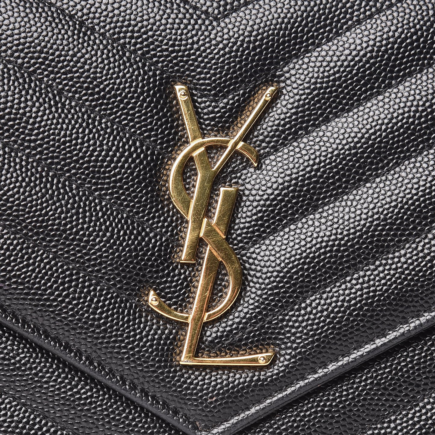 Grain De Poudre Matelasse Chevron Monogram Chain Wallet Black