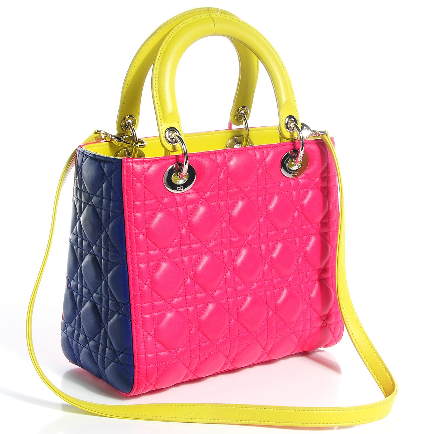 Lambskin Cannage Medium Tri-Color Lady Dior Pink