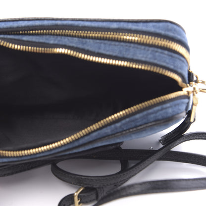 Miu Miu Denim Double Zip Crossbody Bag Blue Black 4 of 9