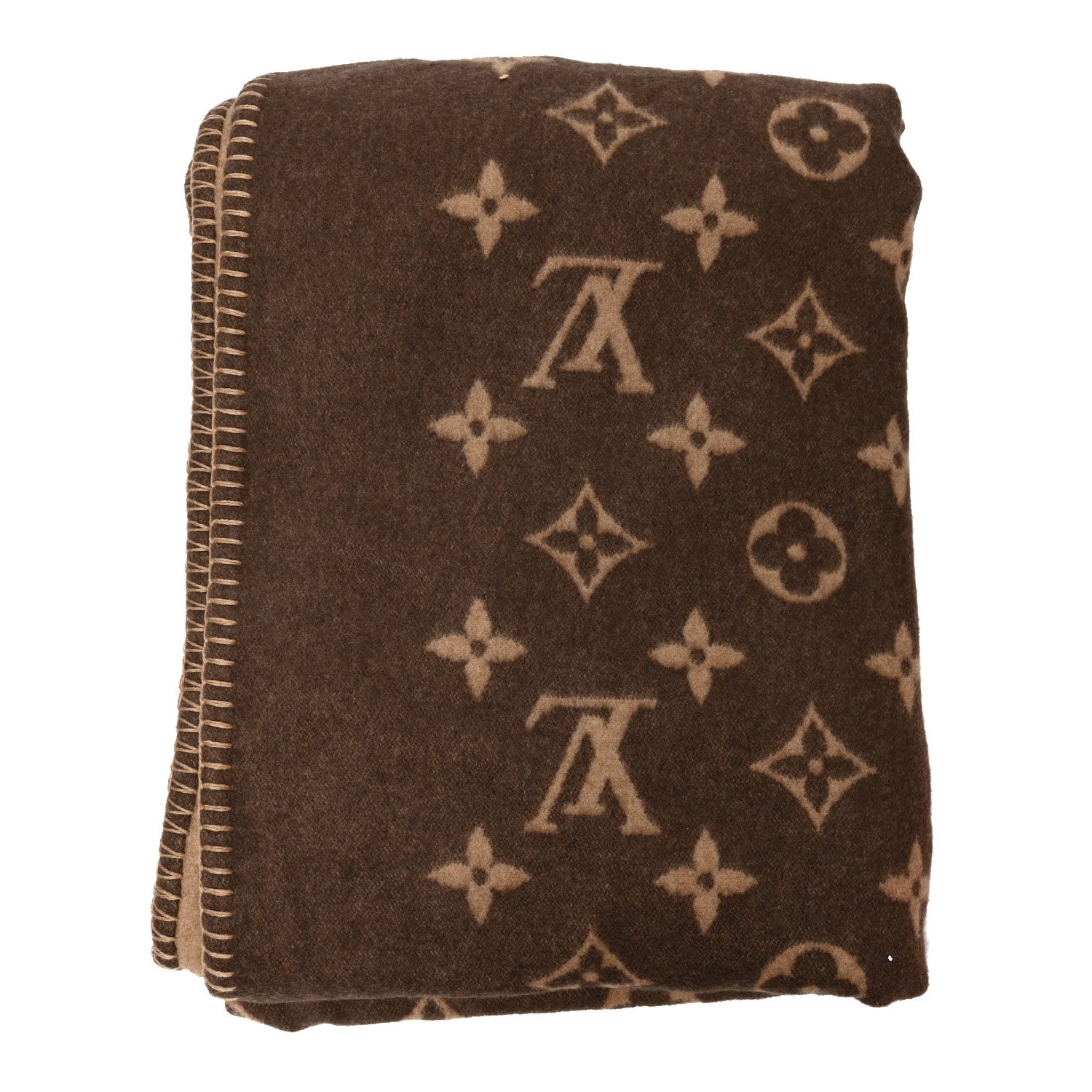 Louis Vuitton Wool Cashmere Neo Monogram Blanket Marron 4 of 4
