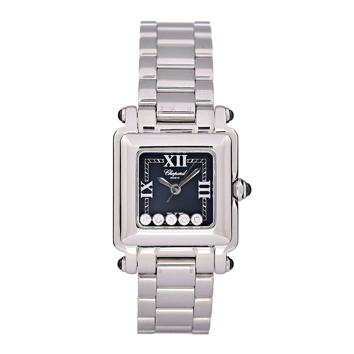 Stainless Steel 5 Diamond 23mm Happy Sport Quartz Watch Black