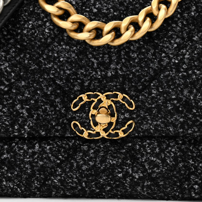 Chanel Tweed Quilted Medium Chanel 19 Flap Black Grey 8 of 11