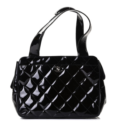 Chanel Patent Quilted Shoulder Bag Black 1 of 6