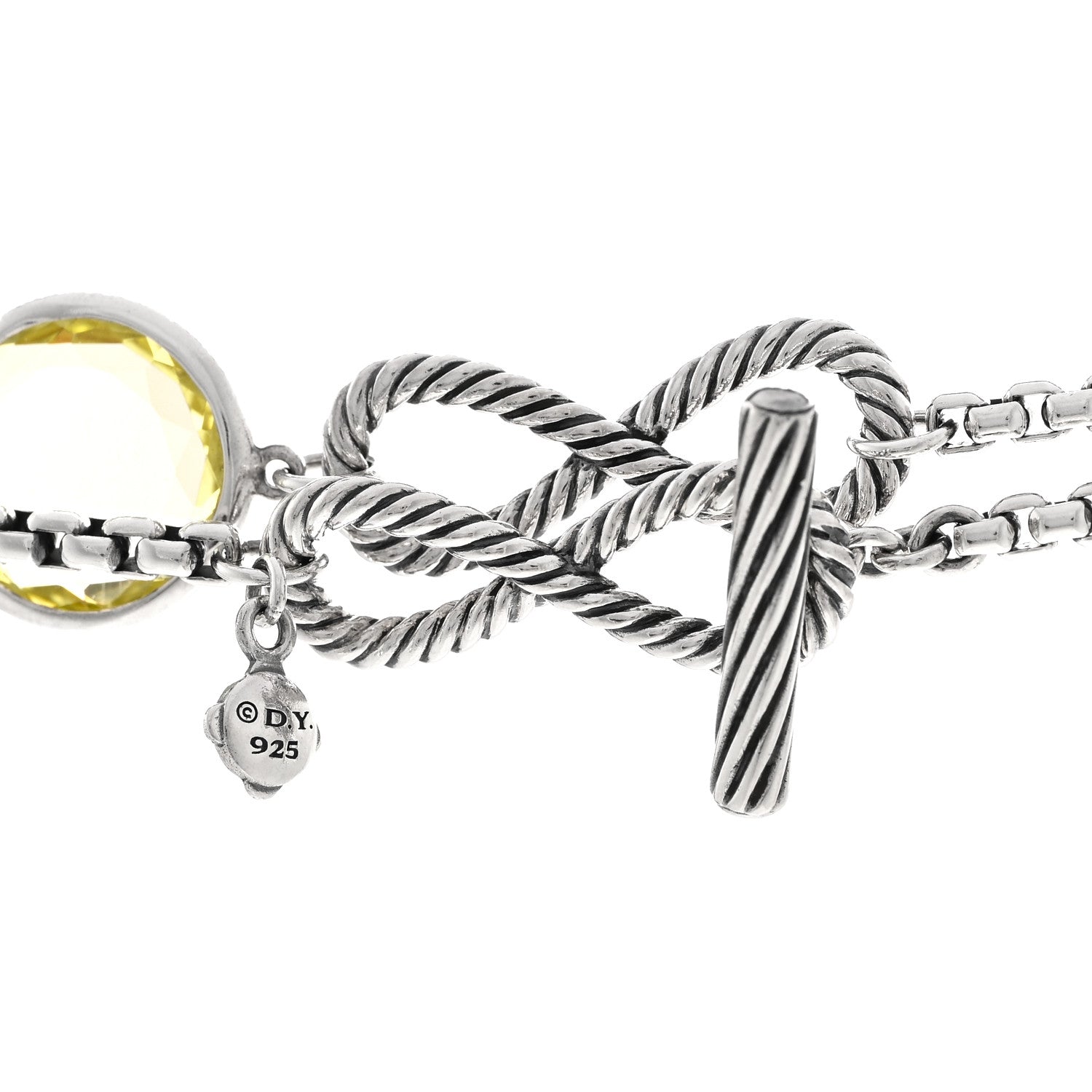 David Yurman Sterling Silver Prasiolite Citrine Infinity Station Necklace 4 of 4