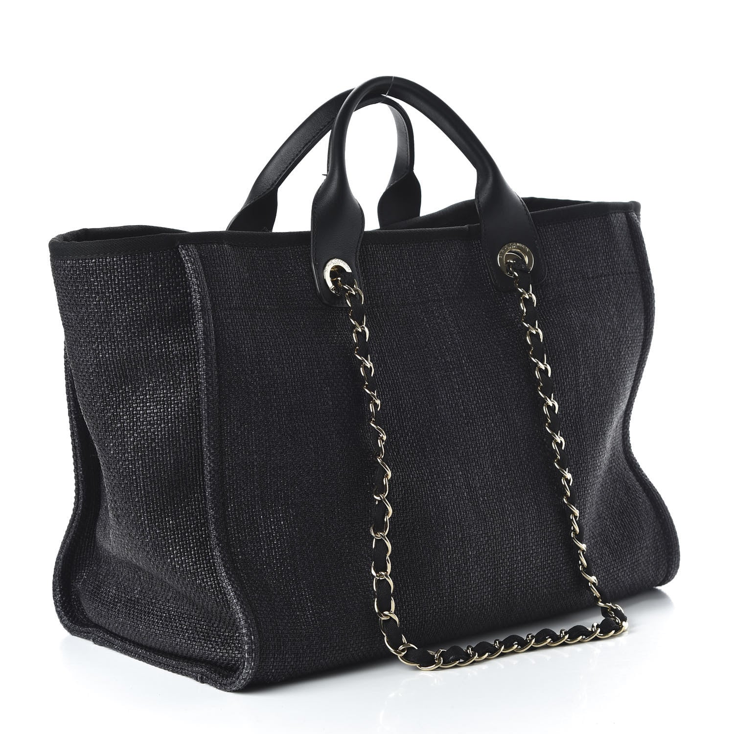 Chanel Woven Straw Raffia Medium Deauville Tote Black 3 of 11