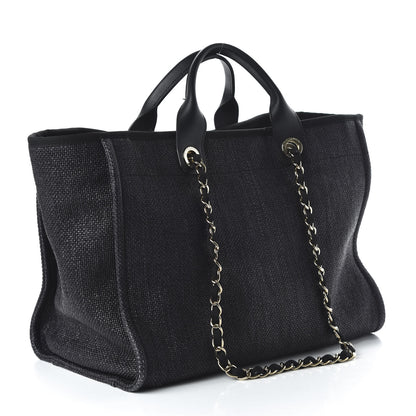 Chanel Woven Straw Raffia Medium Deauville Tote Black 3 of 11