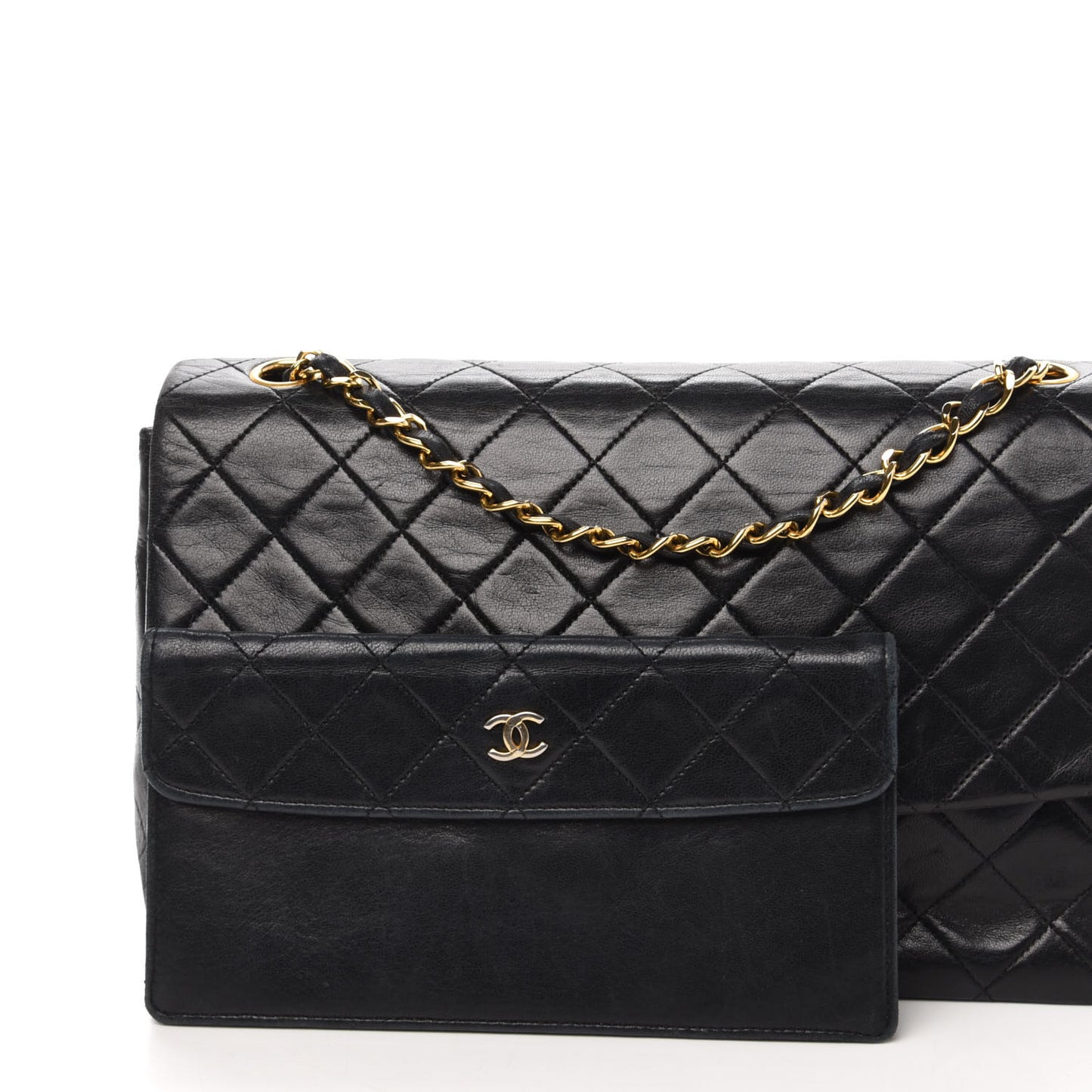 Lambskin Quilted Medium Single Flap Black