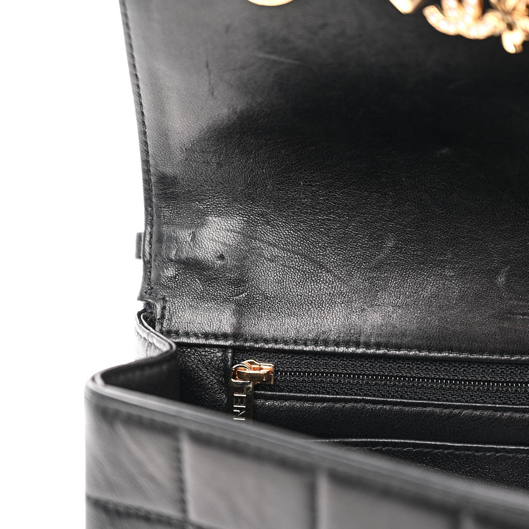 Chanel Lambskin Quilted Crystal Chocolate Bar Charm Flap Black 14 of 15