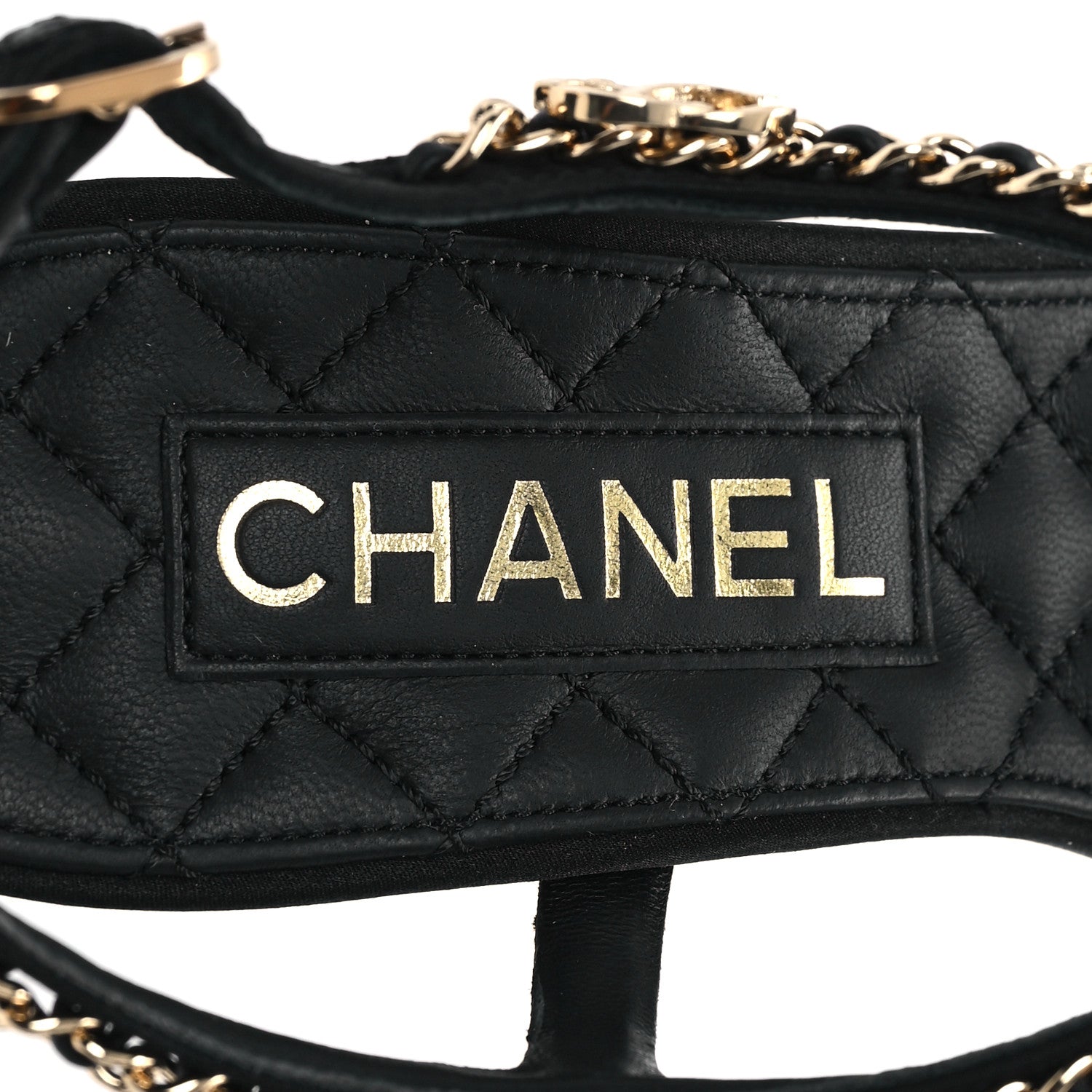 Chanel Silk Satin Pearl Chain CC Sandals 37.5 Black 8 of 10