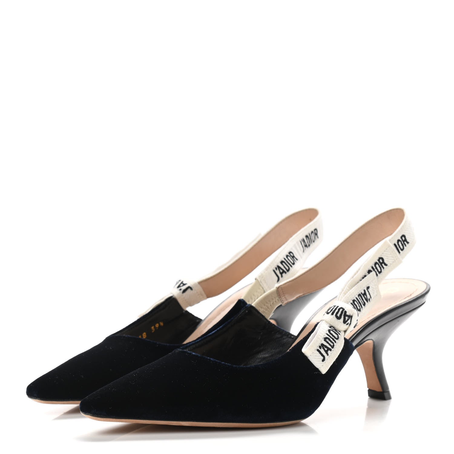 Christian Dior Velvet Ribbon J'Adoir Slingback 65mm Pumps 39.5 Deep Blue 3 of 8