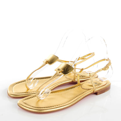 Christian Louboutin Metallic Flat Sandals 38.5 Gold 8 of 12