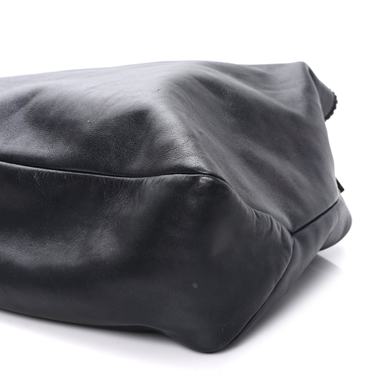Calfskin Large Horsebit Chain Hobo Black