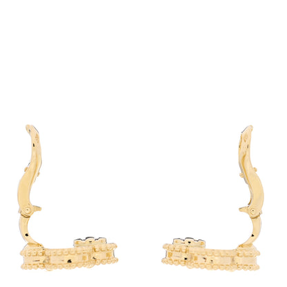 Van Cleef & Arpels 18K Yellow Gold Guilloche Vintage Alhambra Earrings 5 of 8