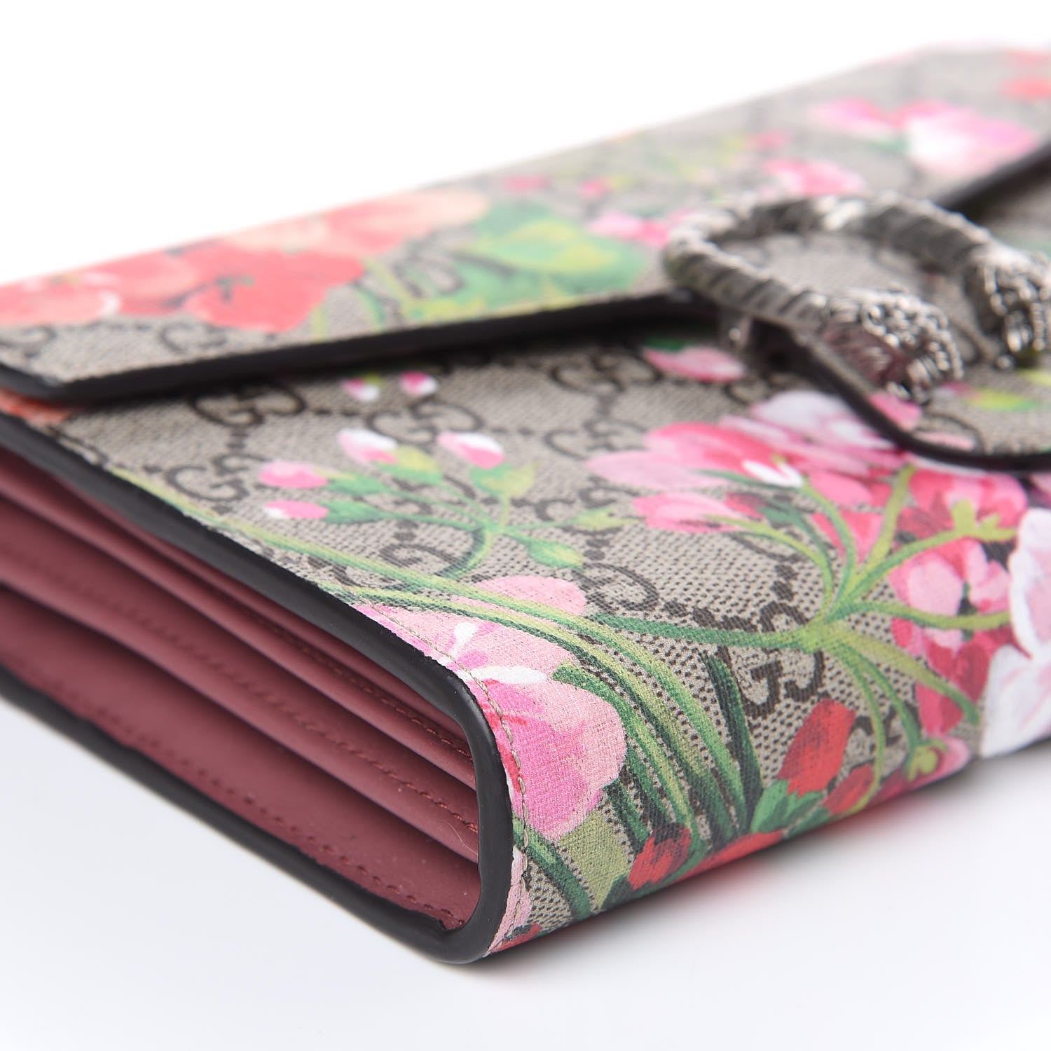 Gucci GG Supreme Monogram Blooms Mini Dionysus Chain Wallet Beige Multicolor Dry Rose 8 of 9