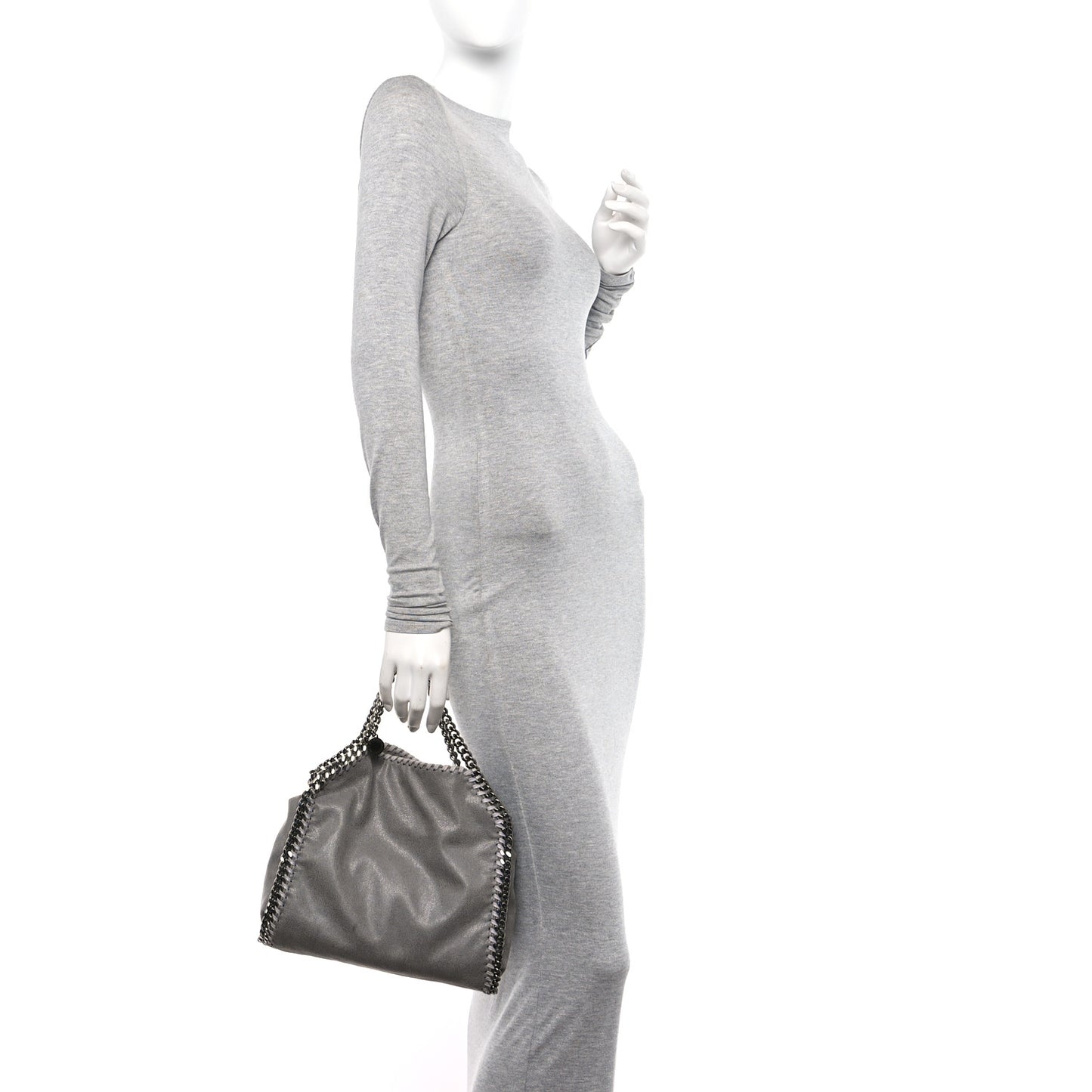 Shaggy Deer Mini Falabella Fold Over Tote Light Grey