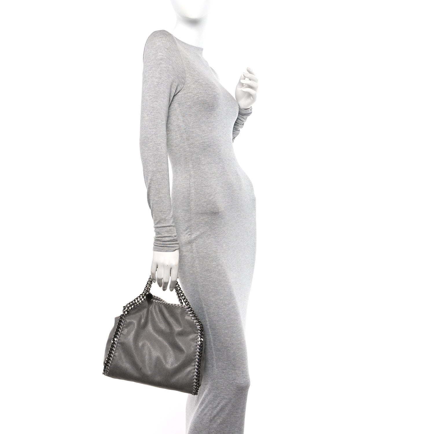 Stella McCartney Shaggy Deer Mini Falabella Fold Over Tote Light Grey 2 of 11