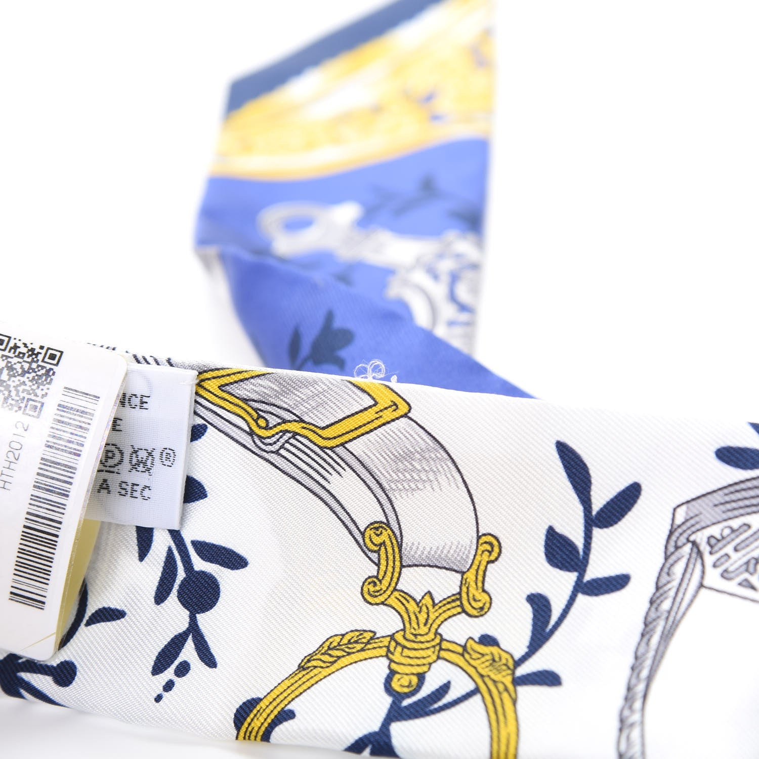 Hermes Silk Etriers Remix Twilly Marine White Or 5 of 6
