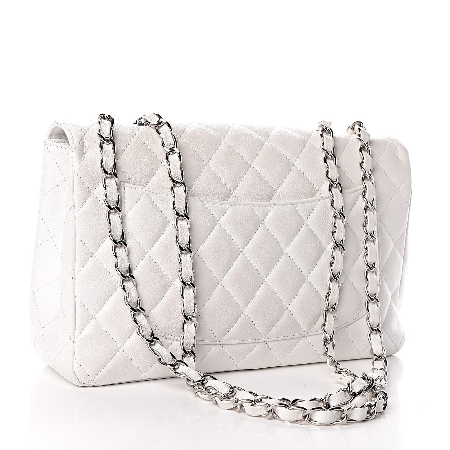 Caviar Quilted Jumbo Single Flap White