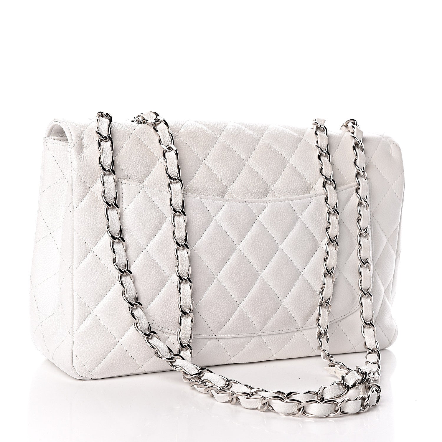 Chanel Caviar Quilted Jumbo Single Flap White 3 of 11