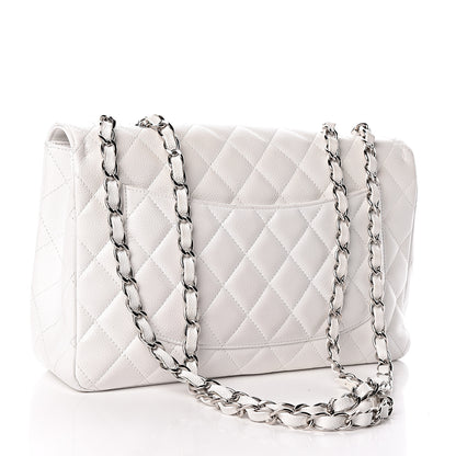 Chanel Caviar Quilted Jumbo Single Flap White 3 of 11