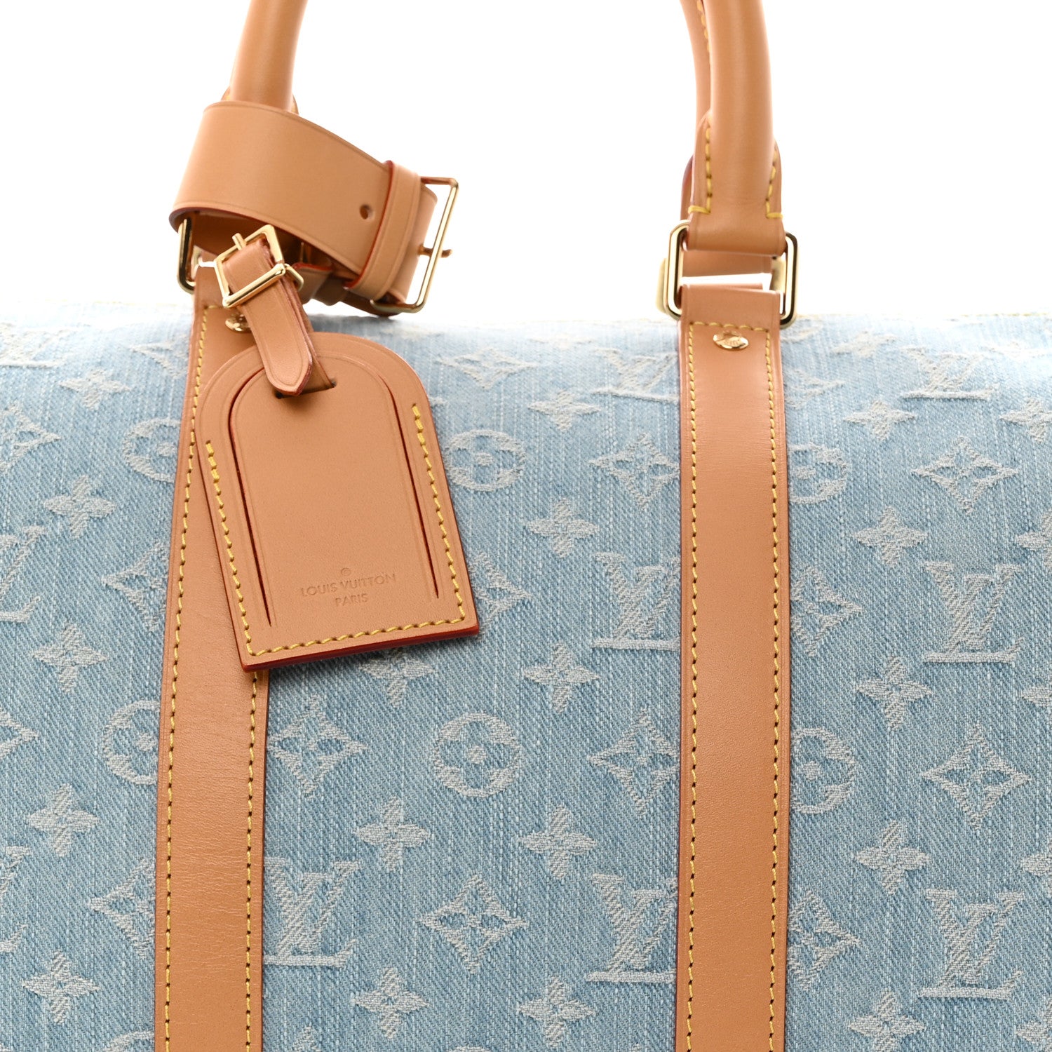 Louis Vuitton Denim Monogram Keepall Bandouliere 45 Sky Blue 6 of 8