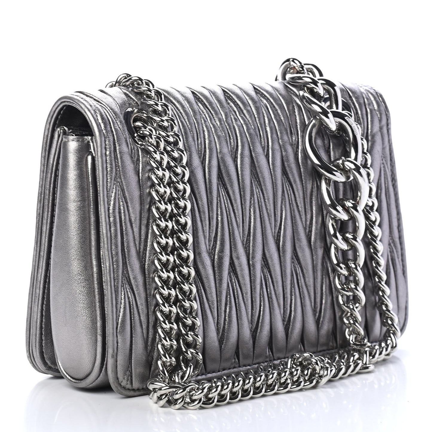 Metallic Nappa Matelasse Flap Cromo
