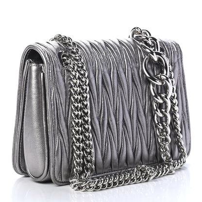 Miu Miu Metallic Nappa Matelasse Flap Cromo 2 of 4