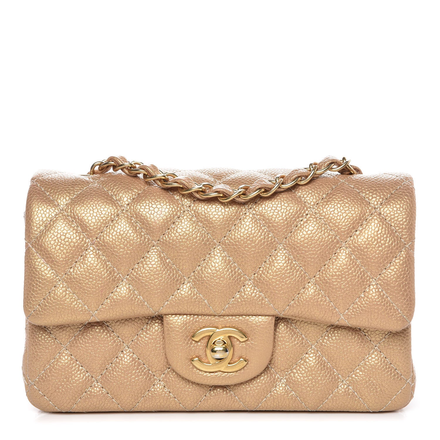 Chanel Pearly Caviar Quilted Mini Rectangular Flap Gold 1 of 8