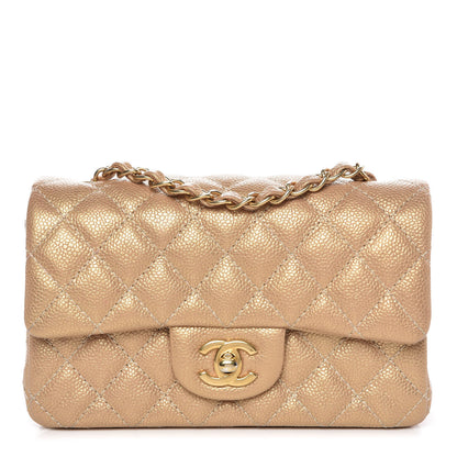 Chanel Pearly Caviar Quilted Mini Rectangular Flap Gold 1 of 8