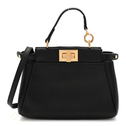 Fendi Nappa Micro Peekaboo Iconic Satchel Black 1 of 10