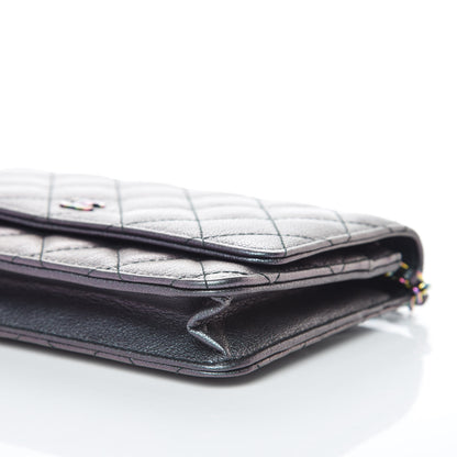 Chanel Iridescent Goatskin Quilted Wallet On Chain WOC Purple 10 of 10