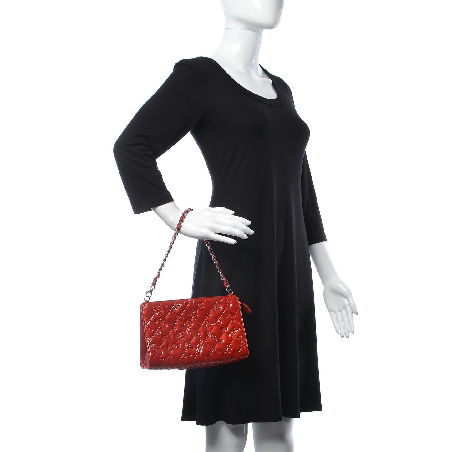 Patent Calfskin Lucky Symbols Pochette Red