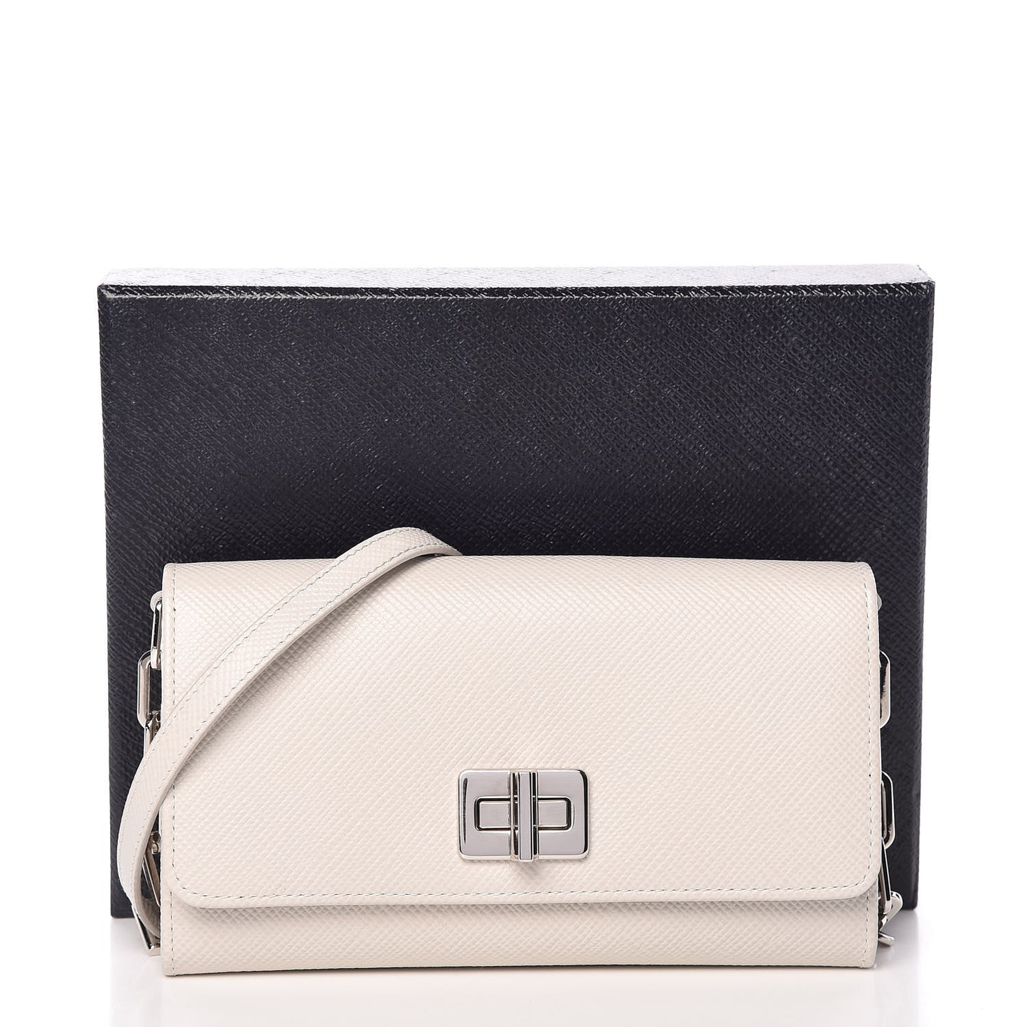 Saffiano Cuir Wallet On Chain Talco Black