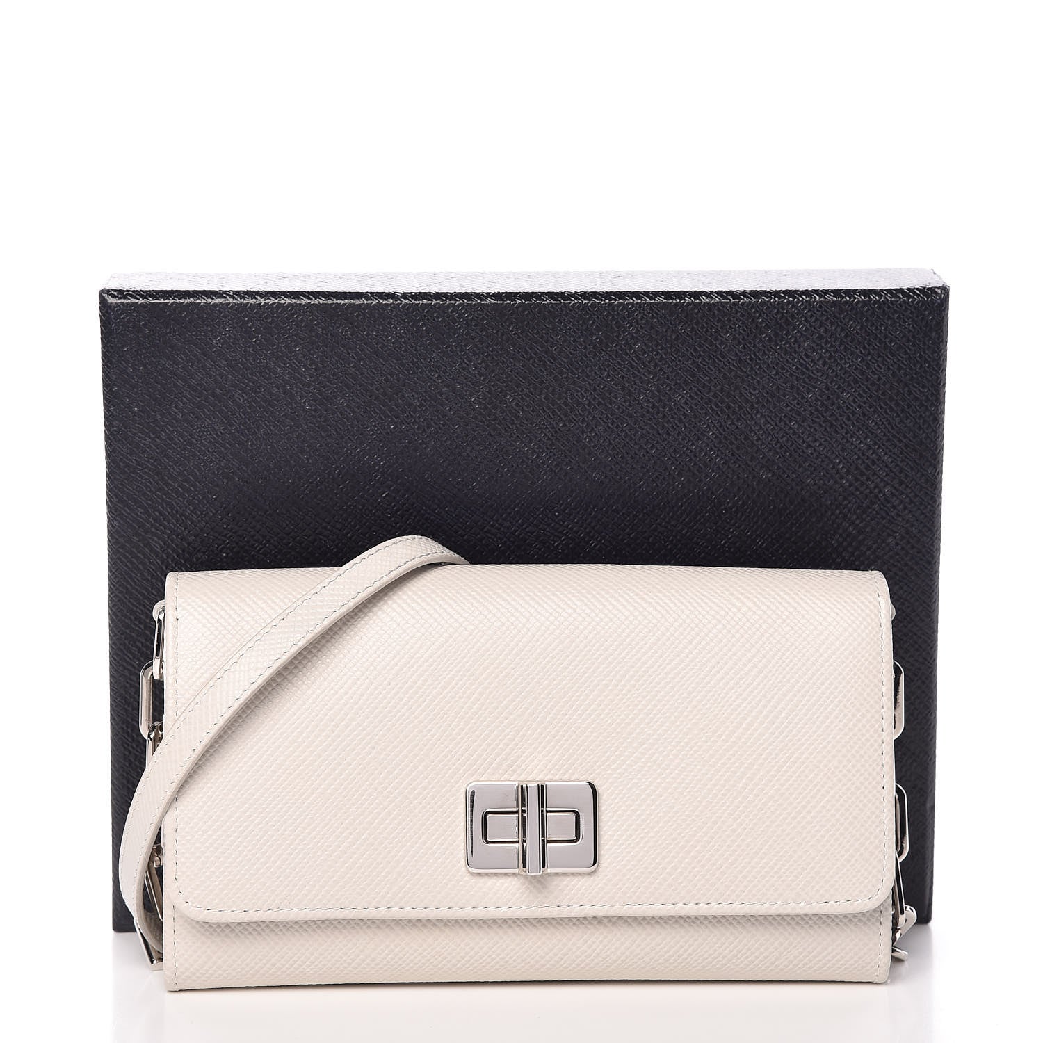 Prada Saffiano Cuir Wallet On Chain Talco Black 10 of 10