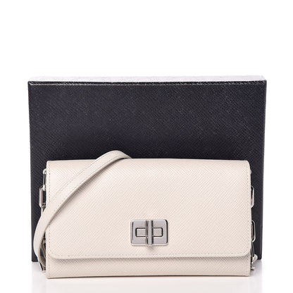 Prada Saffiano Cuir Wallet On Chain Talco Black 10 of 10