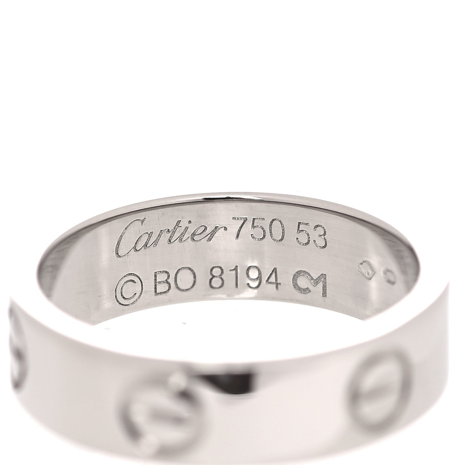 Cartier 18K White Gold 5.5mm LOVE Ring 53 6.5 8 of 8