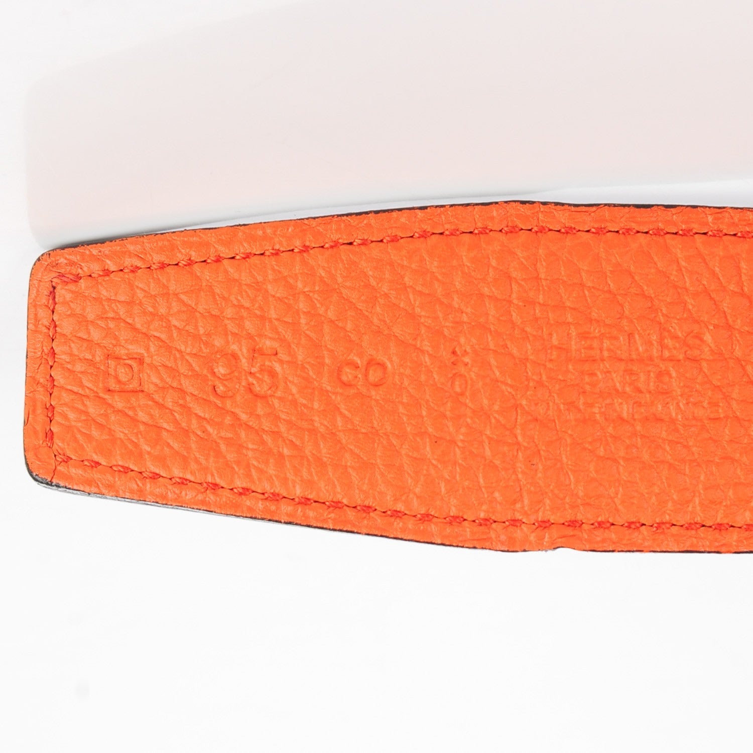 Hermes Togo Box 32mm H Belt 95 Orange Chocolate 9 of 9